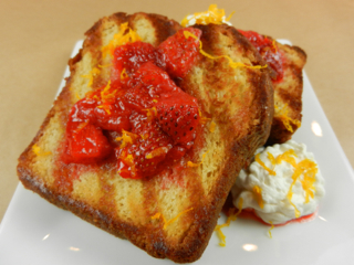 Cointreau Grilled Pound Cake with Strawberry Sauce: Football Foodie Kickoff