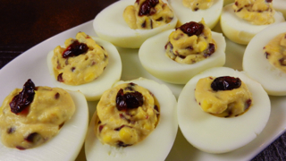 Tart Cranberry Deviled Eggs: Football Foodie Holiday Snacks at KSK